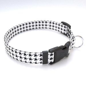 HOUNDSTOOTH BLACK AND WHITE COLLAR LEASH SET